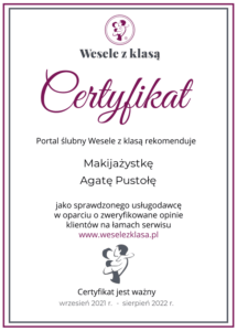 certyfikat wesele z klasa